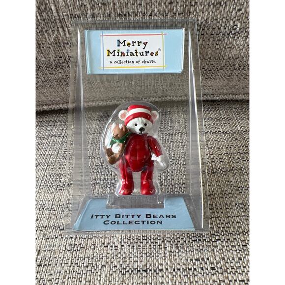 Hallmark Merry Miniatures Itty Bitty Bears Peppermint Holiday Bear Figurine 2002 - Picture 1 of 3